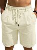 New Men's Loose Cotton And Linen Drawstring Five-pocket Pants - Solid Color Casual Sports Shorts_viptrois.com
