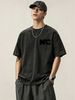 230g Washed Men Crew Neck Tee Black NTC Spiral Detail Letter Print Short Sleeve Casual Streetwear Summer Top_viptrois.com