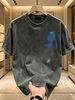 230g Washed Men Casual Tee Blue Open Book Green Sun Manant Letter Print Short Sleeve Loose Daily Streetwear T-Shirt_viptrois.com