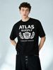Men's 100% Cotton ATLAS SUPPLY Laurel Badge Graphic Tee, Summer Casual Round Neck Regular Fit Vintage Streetwear Short Sleeve T-shirt_viptrois.com