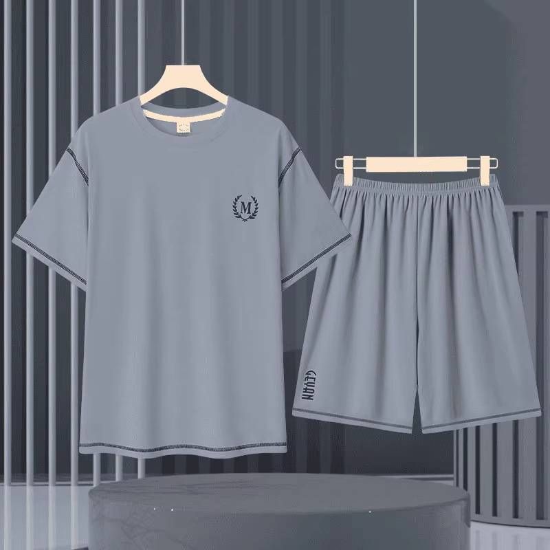 Men's Clothing Stylish Casual Shorts & T-Shirt 2-Piece Set - Trendy Color Blocking & Embroidery Design - Breathable Polyester - S/M/L/XL/2XL/3XL/4XL_viptrois.com