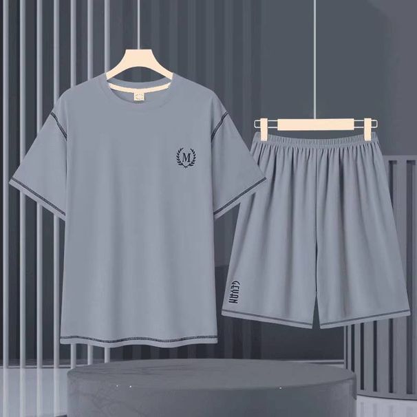 Men's Clothing Stylish Casual Shorts & T-Shirt 2-Piece Set - Trendy Color Blocking & Embroidery Design - Breathable Polyester - S/M/L/XL/2XL/3XL/4XL_viptrois.com
