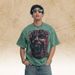 American-style Washed Distressed Short-sleeve Portrait Print T-shirt For Women, Oversized And Loose-fitting_viptrois.com