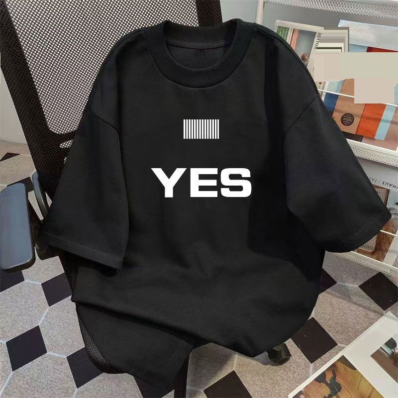 Pure Cotton American Simple Trendy Brand Letter Printing Short-sleeved T-shirt Summer Ins Heavy Retro Hong Kong Style Ruffian Handsome Clothes_viptrois.com