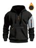 Hooded Sweatshirt For Men – Fleece-Lined Zip-Up With Multi-Pocket Design (S-XXXL, Polyester-Acetate Blend, Brushed Interior)_viptrois.com