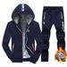 Men's Fleece-Lined Hoodie & Jogger Set | Winter Warm Sportswear | Cold Weather Running Outfit | Sizes M-XXXXL (Gray/Black/Navy)_viptrois.com