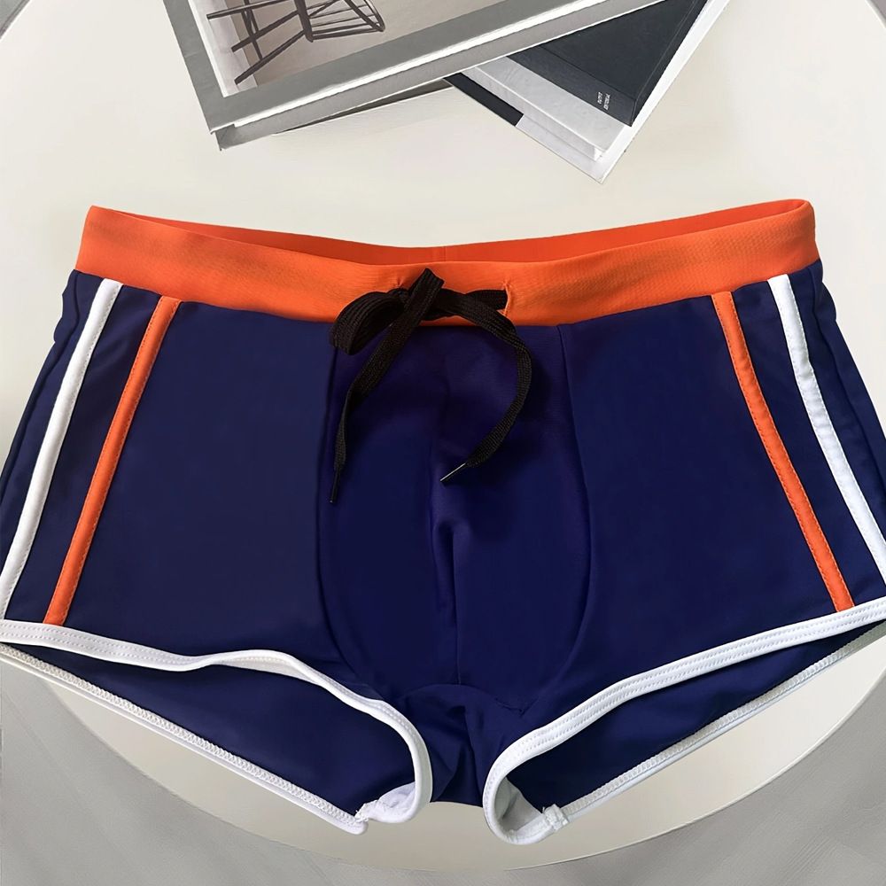2024 Manufacturer in stock wholesale men's boxer swimming shorts sexy solid color rope fashion simple conservative slim fit_viptrois.com