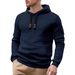 Men's Casual Hooded Sweatshirt With Jacquard Pocket, Lightweight Quilted Fabric, Loose Fit, (S-XXXL), Black/Gray/Khaki/Army Green/Navy_viptrois.com