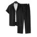 Men's Clothing Striped Short Sleeved Shirt Single Breasted Lapel Suit Men's Fashion Trend_viptrois.com