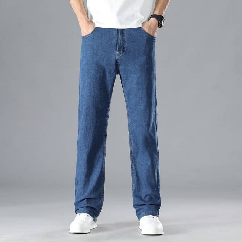 Men's Clothing Plus Size Spring And Summer Thin Extra Large Men's Jeans Fat Loose Straight Plus Size Fat Guy_viptrois.com