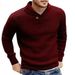 New Product Fashion Knitwear Pullovers Youth/Men Acrylic Lapel Pure Color Long Sleeve Slim Sweater_viptrois.com