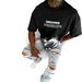 Men's Loose Letter-printed Round Neck Casual T-shirt_viptrois.com