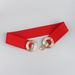 Unisex Elastic Belt Women's Geometric Metal Buckle Stylish Waist Wrap Black Embellished Dress_viptrois.com