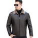 "Men's Genuine Goat Leather Jacket – Classic Short Lapel Design With Fur & Velvet Lining, Mid-Length Casual Coat For Winter"_viptrois.com