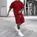 Men's Clothing Summer Short Sleeved Shorts Suit Sports Leisure Vacation Two Piece Suit_viptrois.com