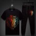Men's Clothing New Men's Suit Hot Diamond Lion Head Trendy Brand Casual Summer Short Sleeved T Shirt Men's Half Sleeved_viptrois.com