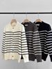 Women's Striped Knit Cardigan Sweater - Long Sleeve Casual Button Front Open Coat, Soft & Comfortable, Trendy College Style_viptrois.com