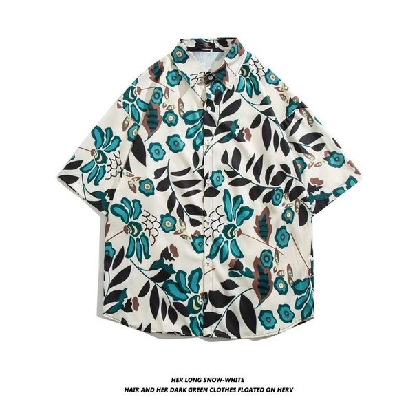 Men's Clothing Flower Shirt Men's Summer Ice Silk Thin Loose Short-sleeved Shirt Handsome Casual Jacket Wholesale_viptrois.com