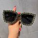 Large Frame Diamond Studded Trendy Sunglasses Personality Retro Party Sunglasses High End UV Protection_viptrois.com