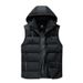 Men's Quilted Puffer Vest – Korean Streetwear Style, Thickened Polyester Fill With Hood & Zipper Pockets (L-5XL, Black/Red/Army Green)_viptrois.com