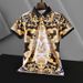 Men's Clothing New Summer Men's Fashion Casual Short Sleeved T Shirt Youth Retro Printed Lapel Ice Silk T Shirt For Men V802_viptrois.com