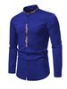 Men's Embroidered Casual Shirt – Long Sleeve Stand Collar Button-Up Shirt | Breathable Cotton Blend For Spring & Fall_viptrois.com