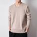 Chicken Heart V-neck Knitted Sweater, Warm Solid Color Base Sweater, Slim Fit Pullover, Thread Jacket_viptrois.com