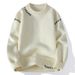 Men's Clothing Autumn And Winter Men's Semi-Turtleneck Knit Sweater - Long Sleeve Casual Pullover With Ribbed Hem (White, Charcoal, Black, Red, Khaki)_viptrois.com