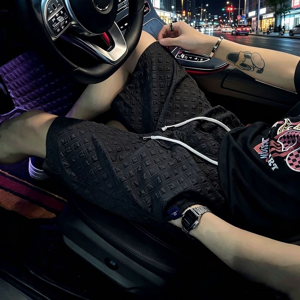 Men's Summer Jogger Shorts 5-Inch Inseam Breathable Loose Fit Casual Athletic Shorts With Jacquard Pattern_viptrois.com