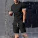 Summer Men's Short Sleeved T-Shirt round Neck Sports Casual Suit Two Piece Set European American Style_viptrois.com