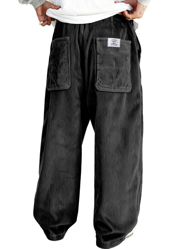 Men's Casual Corduroy Pants With Multiple Pockets - Comfortable Loose Fit Straight Leg Trousers For Everyday Wear_viptrois.com