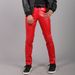 Men's Clothing Middle Men's Leather Pants Elastic Slim Fashion Moisture Proof White Dance Performance Bar Net Red Hair Salon Leather Pants_viptrois.com