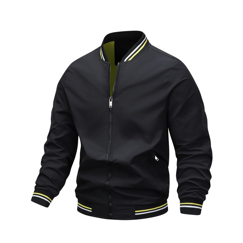 Men’s Baseball Jacket – Lightweight Corduroy Zip-Up Coat With Stand Collar (Grey/Black/Khaki/Green/Blue, M-5XL)_viptrois.com