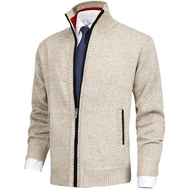 Men's Clothing Autumn And Winter New Men's Stand Collar Fashion Cardigan Fine Needle Sweater Jacket Large Size Sweater Men_viptrois.com