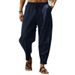 Men's Clothing Summer Men's Hip Hop Breathable Loose Casual Sports Linen Trousers_viptrois.com