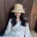 Hepburn Style Natural Raffia Bow Straw Hat For Women For Summer Travel Sun Protection Bucket Hat Bowler Hat_viptrois.com