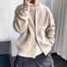 Korean-Style Zip Cardigan – Oversized British-Inspired Knit Sweater (M-3XL, Black/Green/Beige)_viptrois.com