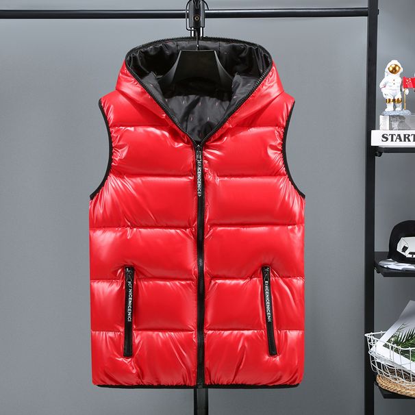 Men's Bright Face Down Cotton Vest Korean Trendy Winter Sleeveless Coat Thick Polyester Warm Casual Vest For Men_viptrois.com