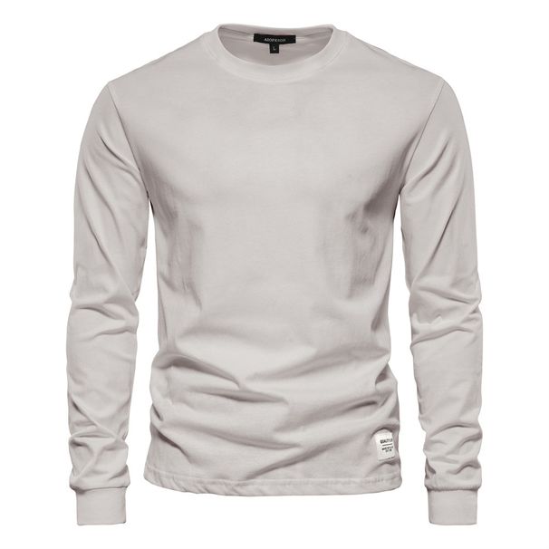 Long Sleeved New European Size Men's Solid Color Long Sleeved Tops High Street Men's Hong Kong Style Inner Cotton T Shirt_viptrois.com