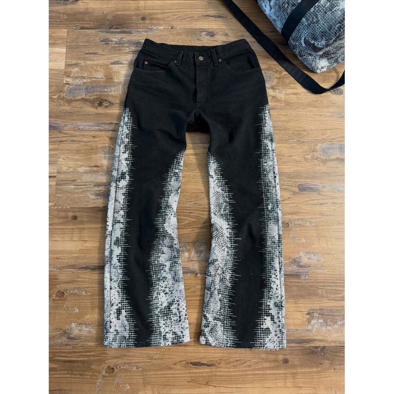 Men's Retro High Street Trend Hip Hop Straight Leg Wide Leg Casual Jeans Two Tone Digital Print_viptrois.com