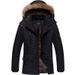 "Men's Winter Detachable Hood Parka With Fleece Lining, Thickened Cotton Jacket For Casual & Outdoor, Oversized Zip-Up Coat In Khaki_viptrois.com