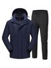 Men's outdoor hardshell men's 3-in-1 detachable autumn and winter windbreaker suit plus pile hiking suit_viptrois.com