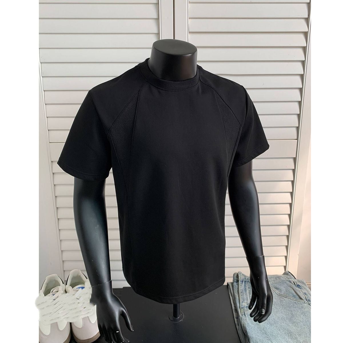Men's Heavyweight Short Sleeve T-Shirt Classic Crew Neck, Relaxed Fit Breathable Poly-Cotton Blend, Summer Casual Tee For Everyday Wear (Grey/)"_viptrois.com
