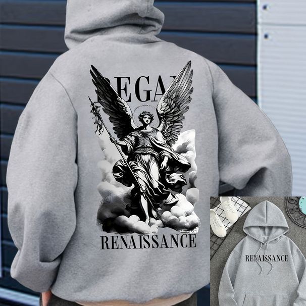 Men's Autumn And Winter Casual Fashion Loose Hooded Sweatshirt Angel Letter Print Warm Long Sleeved Pullover_viptrois.com