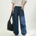 Men's Clothing Cleanfit Men's Straight Leg Jeans Color Block Embroidered Back Pockets Retro Loose Fit Casual Long Pants Spring Style_viptrois.com