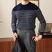 New Striped Long Sleeved Knitted Sweater For Men, Slim Fit With Fine Needles For Inner Wear_viptrois.com