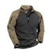 Men's Tactical Fleece Pullover – Zip-Up Stand Collar Sweater – Color Block Streetwear (S-XXXL)_viptrois.com
