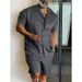Men's Clothing 3D Digital Print Short Sleeve Shirt And Shorts Set American Style Summer Casual_viptrois.com