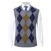 Men's Wool Knit Vest Winter Warm Sleeveless Diamond Pattern V-Neck Pullover Waistcoat For Casual Wear_viptrois.com