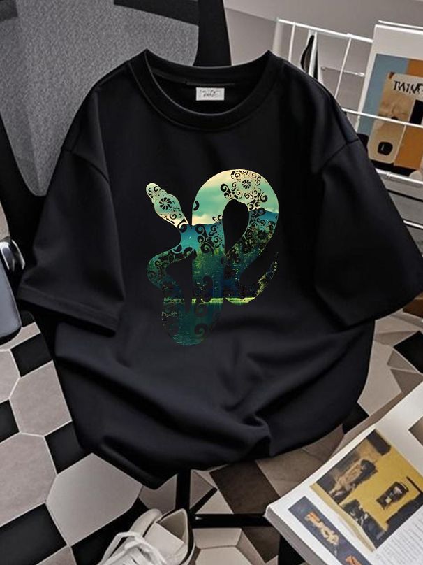 Boho Ball Python Cool Forest Unisex T-shirt Designer Clothes Summer Versatile Breathable Streetwear Top For Everyday Wear Stylish Casual Stretched_viptrois.com